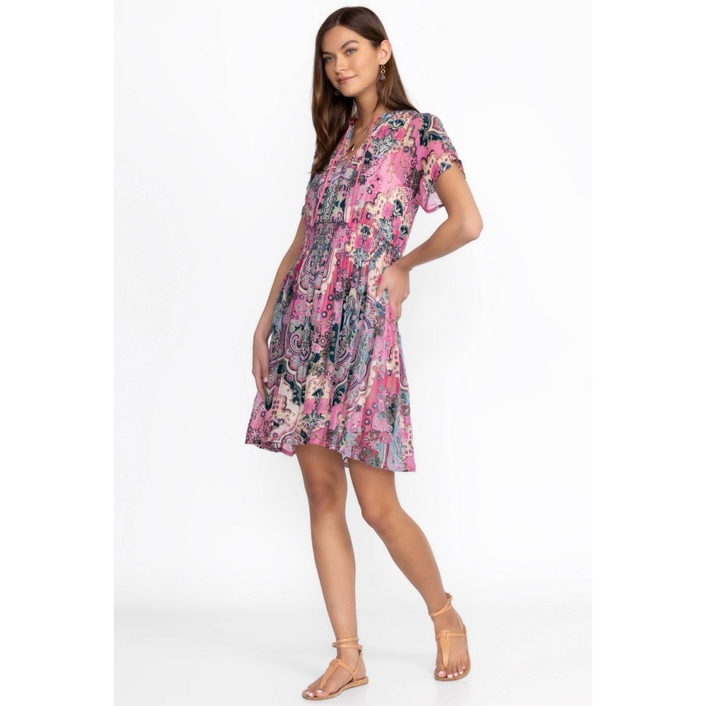 Johny Was Thia Burnout Dress Womens Size S Floral Boho Festival Sheer Luxe Chic - Picture 11 of 15